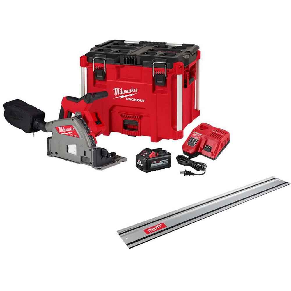 MW M18 FUEL 18-Volt Lithium-Ion Brushless Cordless 6-12 in. Plunge Track Saw Kit with 55 in. Track Saw Guide Rail 2831-21-48-08-0571