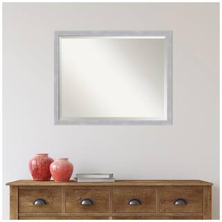 Amanti Art Grace 30 in. x 24 in. Modern Rectangle Framed Brushed Nickel Narrow Bathroom Vanity Mirror DSW5343055