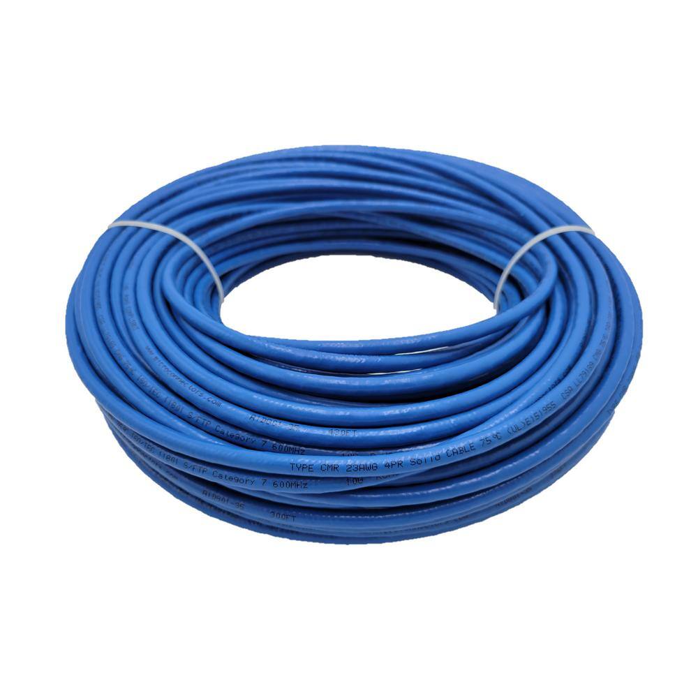 Micro Connectors Inc 250 FT CAT 7 Solid and Shielded (SFTP) CMR Blue Riser-Rated Bulk Ethernet Cable with 10-Pack Shielded RJ45 Connectors TR4-80SRBL250-K