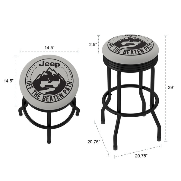 Jeep Black Mountain 360 Degree Swivel Black Barstool with Foam Padded Seat - 20.75 x 20.75 x 29