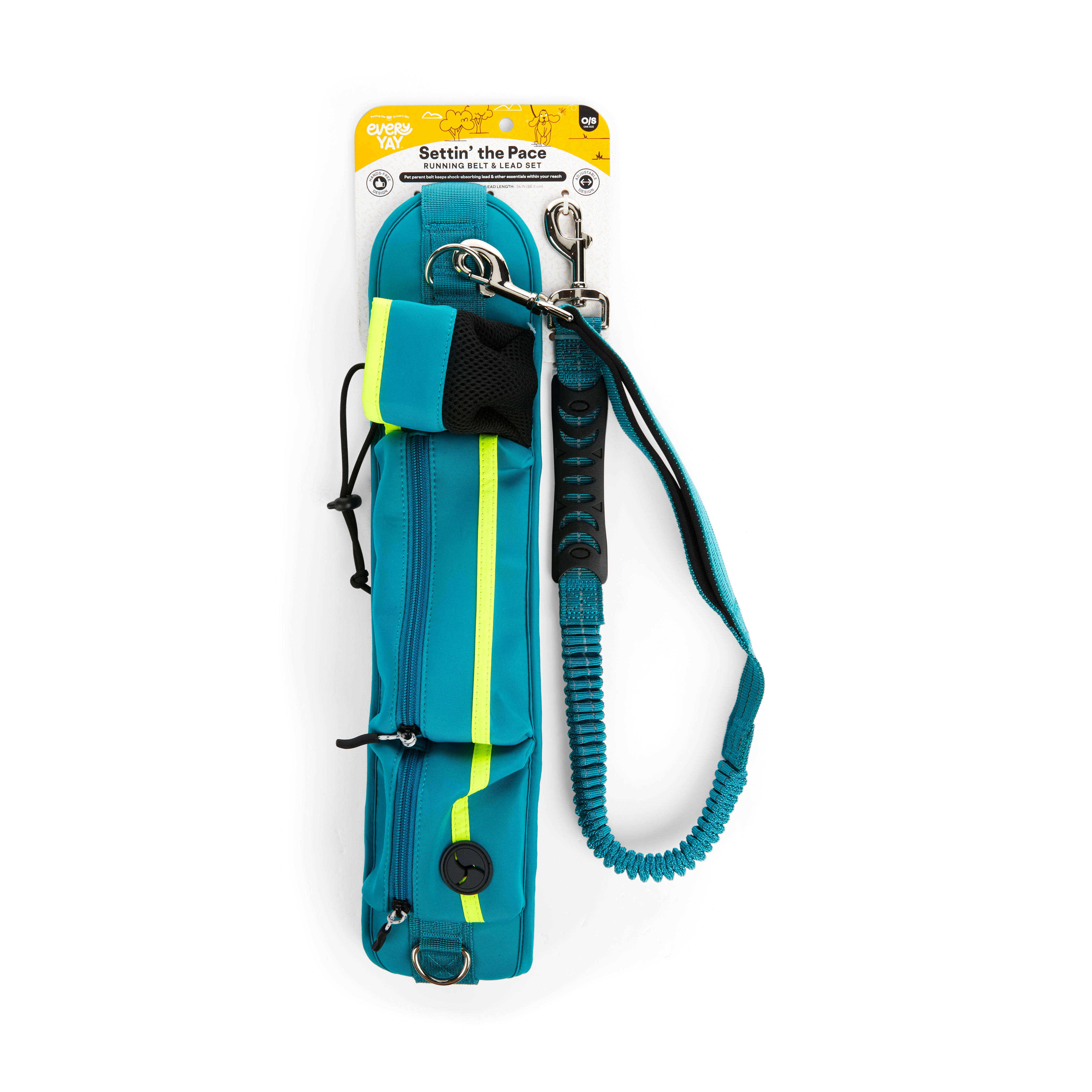 EveryYay Settin the Pace Teal Running Belt  Leash Set for Dogs