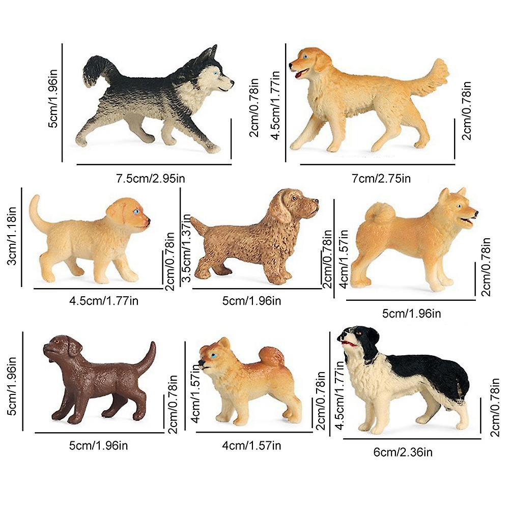 8PCS Dog Figurines Playset Mini Realistic Detailed Plastic Puppy Figures Cake Toppers Birthday Gift for Kids