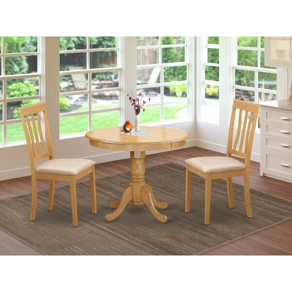 3 PC Oak Kitchen Table Set Including 1 Small Kitchen Table plus 2 Dining Chairs (Chair Seats Option)