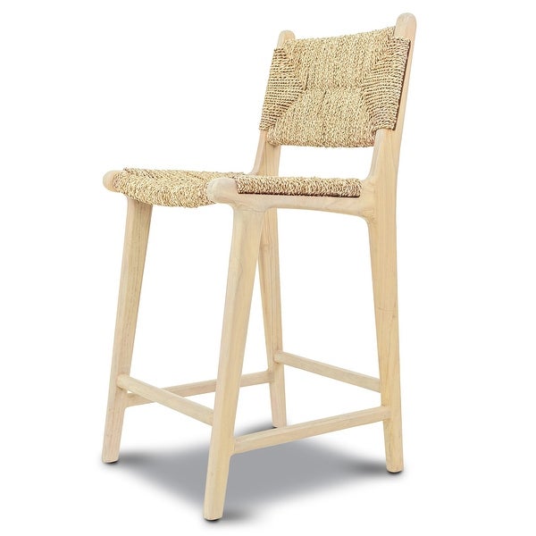 Poly and Bark Forli Teak Indoor Counter Height Stool in Natural - Solid Wood Frame