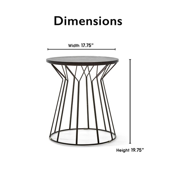 Elle Decor Fleur Black Metal Side Table with Wood Top