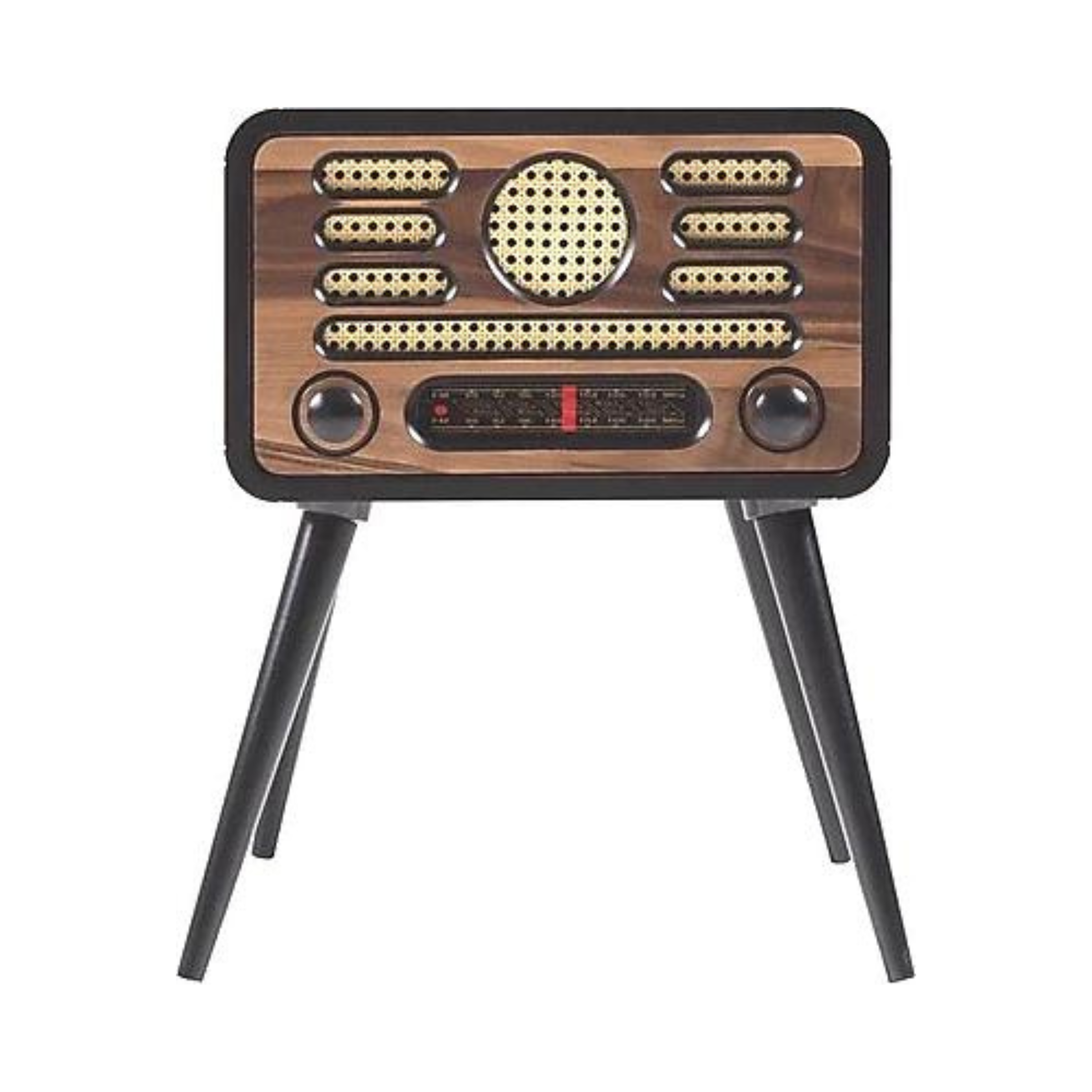 Vintage Radio Style Side Table With Storage Nostalji̇001