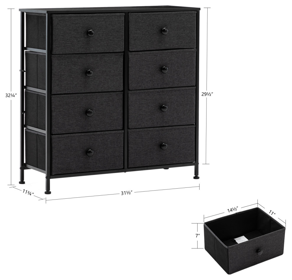 8 Fabric Drawers Steel Frame Double Dresser   Industrial   Dressers   by Duhome inc  Houzz