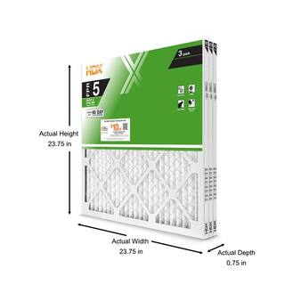 HDX 24 in. x 24 in. x 1 in. Standard Pleated Air Filter FPR 5 MERV 8 (3-Pack) HDX3P5-012424