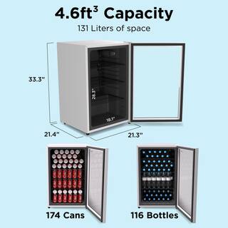 Husky 4.6 Cu. ft. 158-Can Quiet XL Glass Door Freestanding Beverage Refrigerator with Reversible Door without Freezer(White) OSFG024-WXL