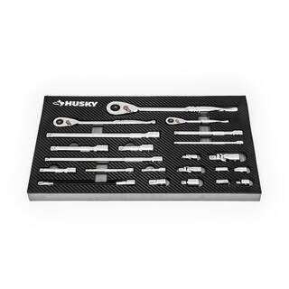 Husky 14 in. 38 in. and 12 in. 144-Position Ratchet and Accessory Set in EVA (22-Piece) H144RAT22PCEVA