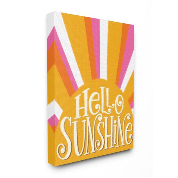 Stupell Industries Hello Sunshine Phrase Yellow Pop Art Stripes