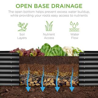 Best Choice Products 8 ft. x 2 ft. x 2 ft. Outdoor Steel Raised Garden Bed Planter Box for Vegetables Flowers Herbs - Charcoal SKY6639