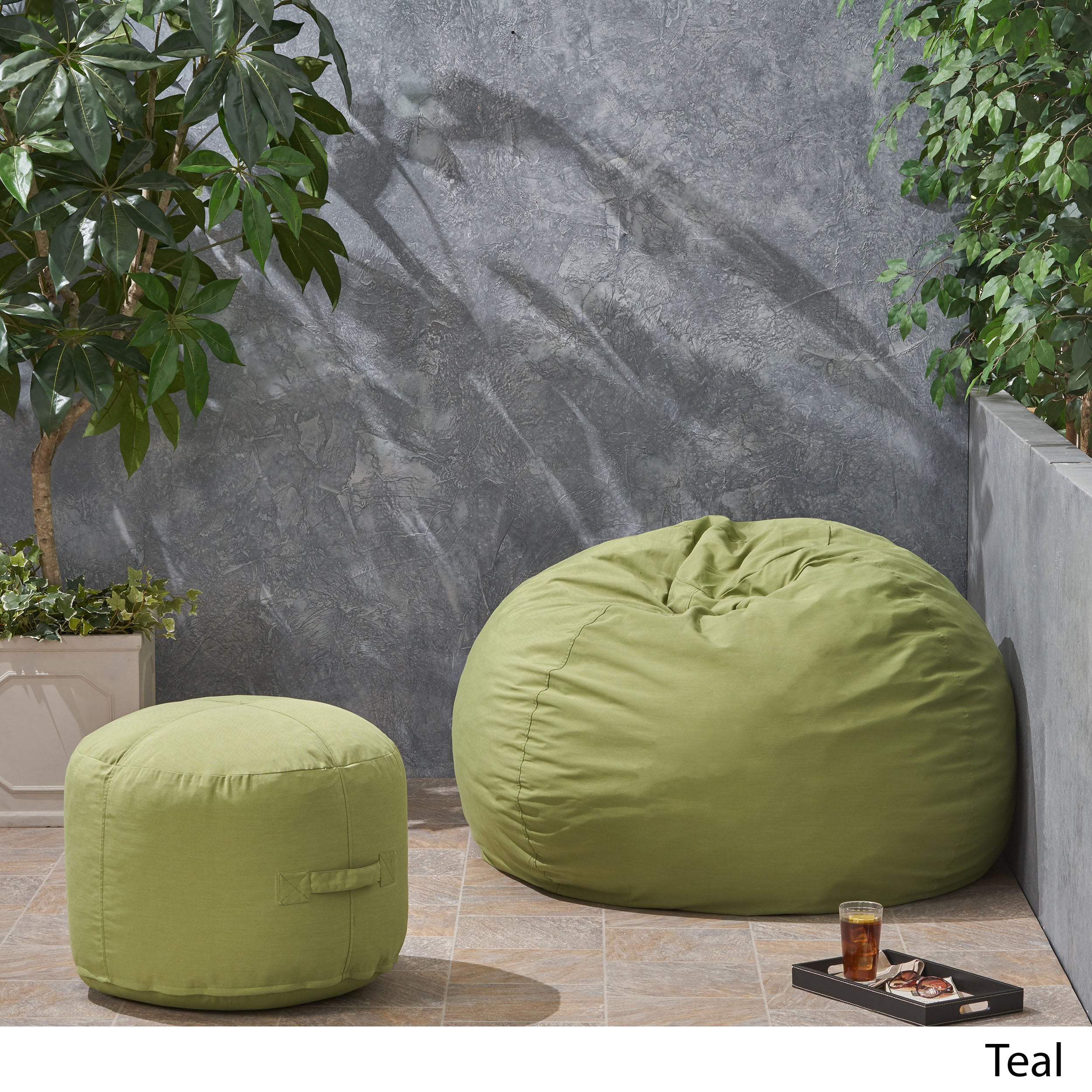 Cavalia Bay Outdoor Water Resistant 4.5 Bean Bag and 2 Ottoman Pouf Set