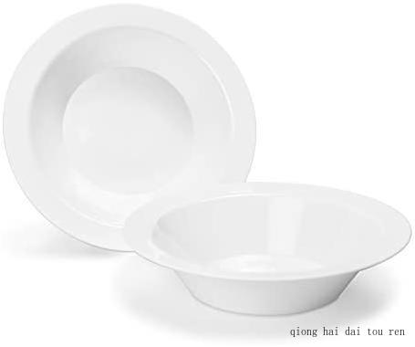  OCCASIONS  60 Pieces Plates Pack， Heavyweight Disposable Wedding Party Plastic Bowls (14Oz Soup Bowl， Plain White)