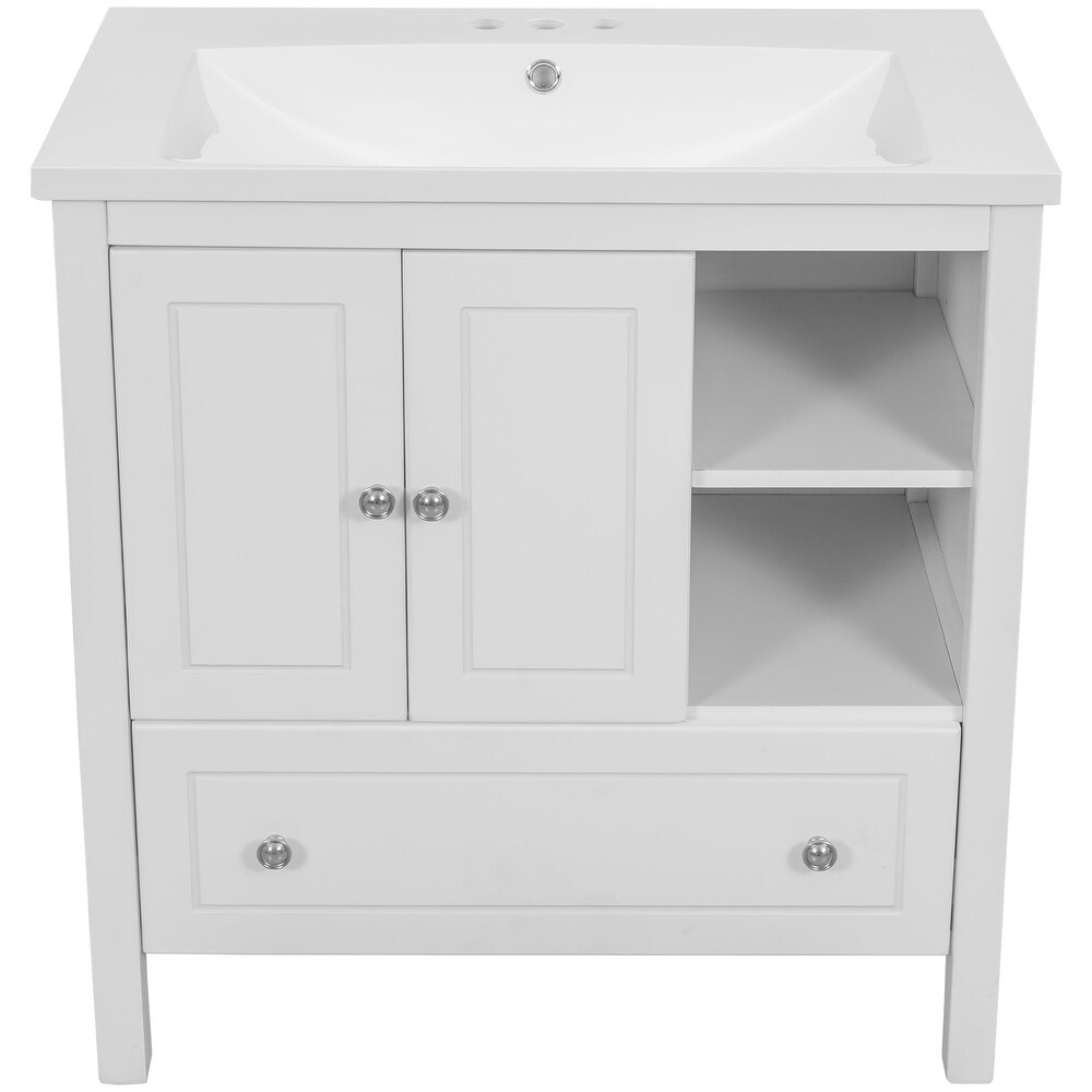 30 in. W x 18. in D. x 32 in. H Bath Vanity with White Ceramic Top