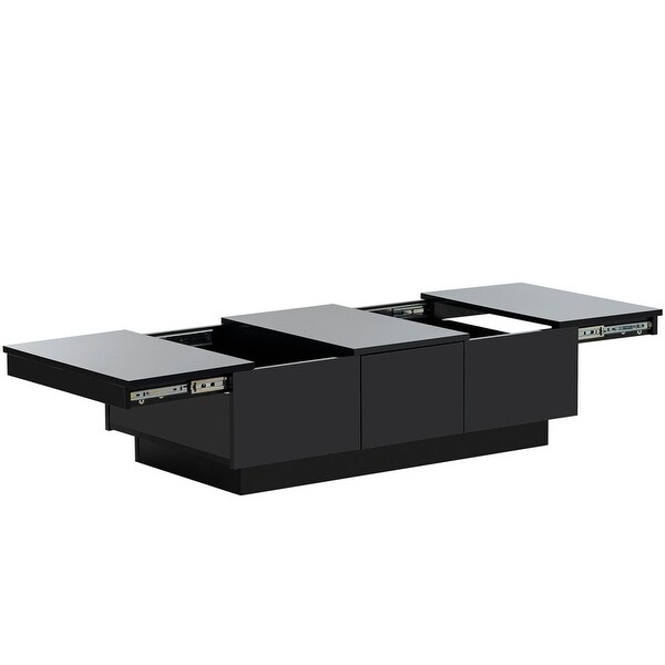 Extendable Coffee Table with 2 Large Hidden Storage Compartment and 2 Drawers， Cocktail Table Center Table with Sliding Top