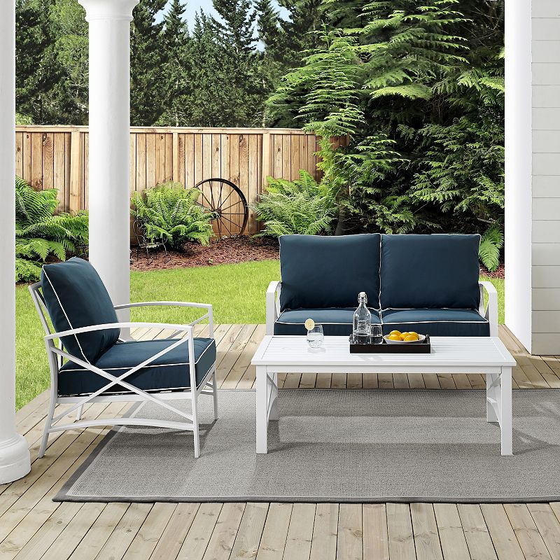 Crosley Kaplan Patio Loveseat， Chair and Coffee Table 3-piece Set