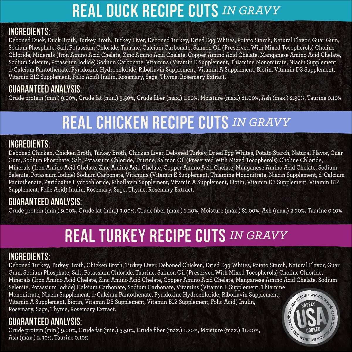 Merrick Backcountry Grain-Free Morsels in Gravy Real Duck， Chicken， Turkey Recipe Cuts Variety Pack Cat Food Pouches