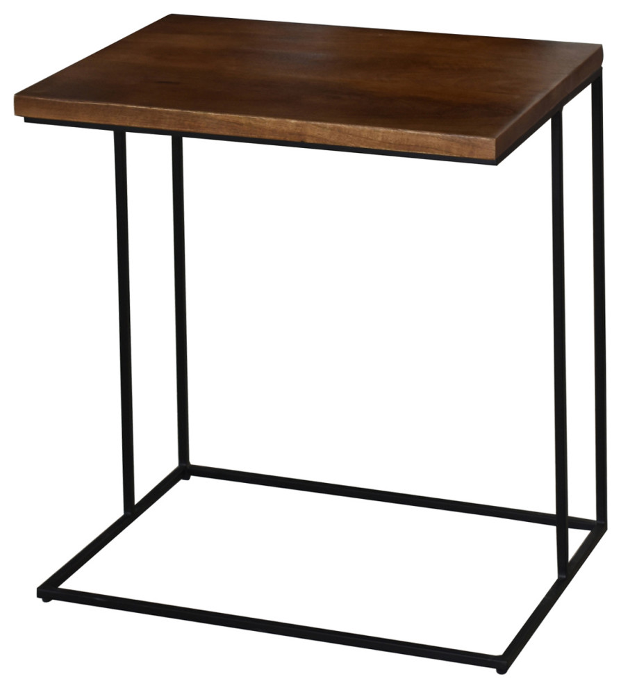 Bare Decor Beaufort Accent C Table  Black Metal/Mango Wood Top  16x24x26   Industrial   Side Tables And End Tables   by CozyStreet  Houzz