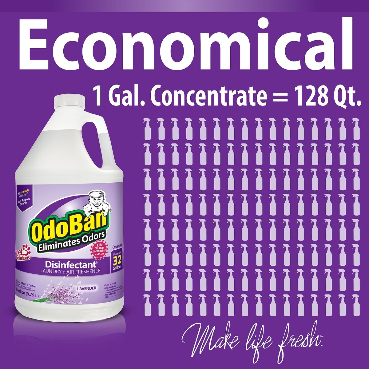 OdoBan Disinfectant Laundry and Air Freshener Concentrate， Lavender Scent