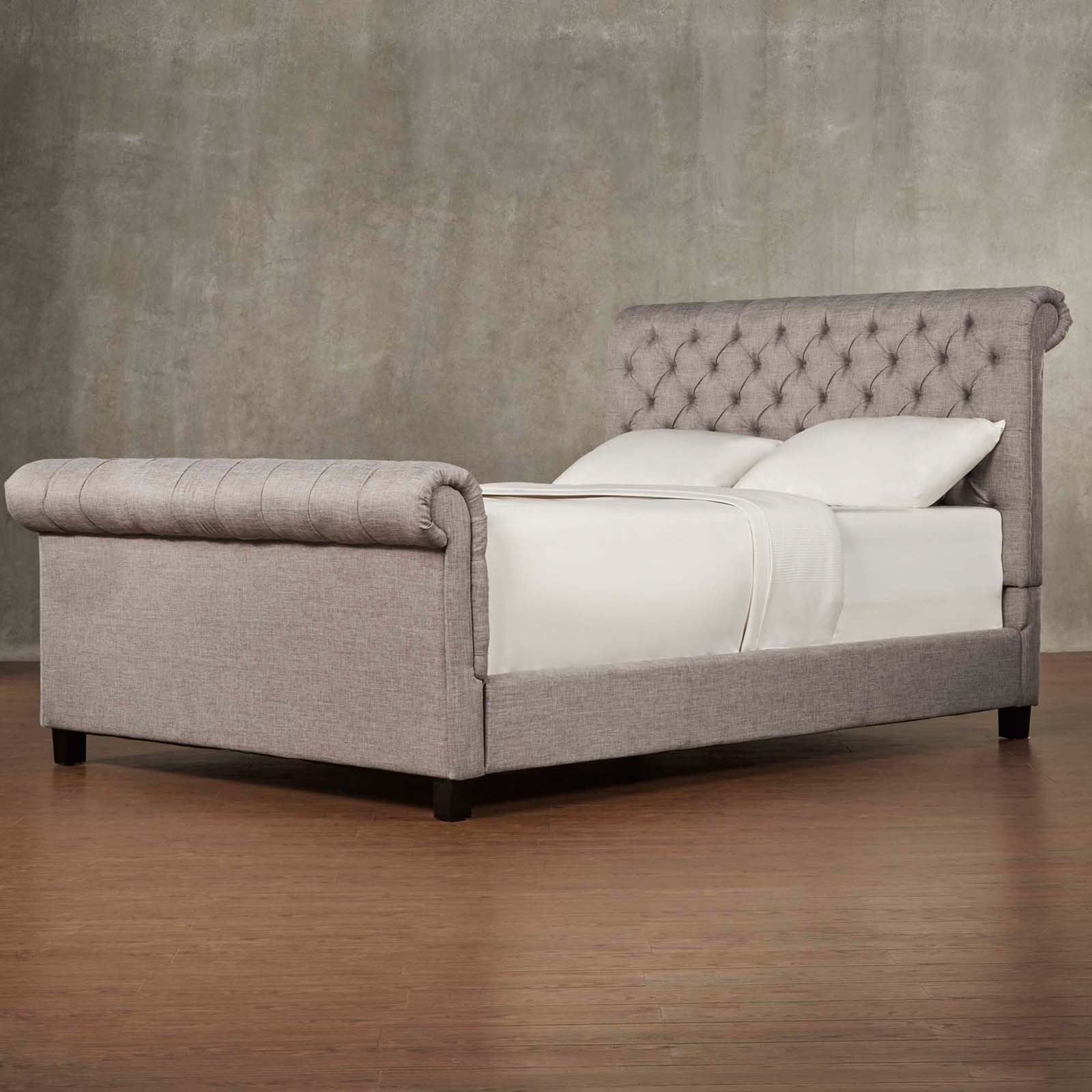 Weston Home Ellesmere Tufted Upholstered Sleigh Bed