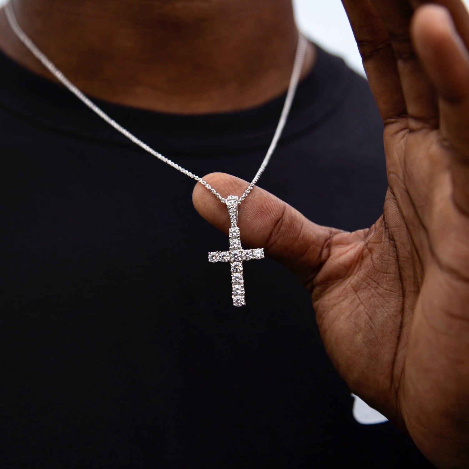 Micro Diamond Cross in White Gold