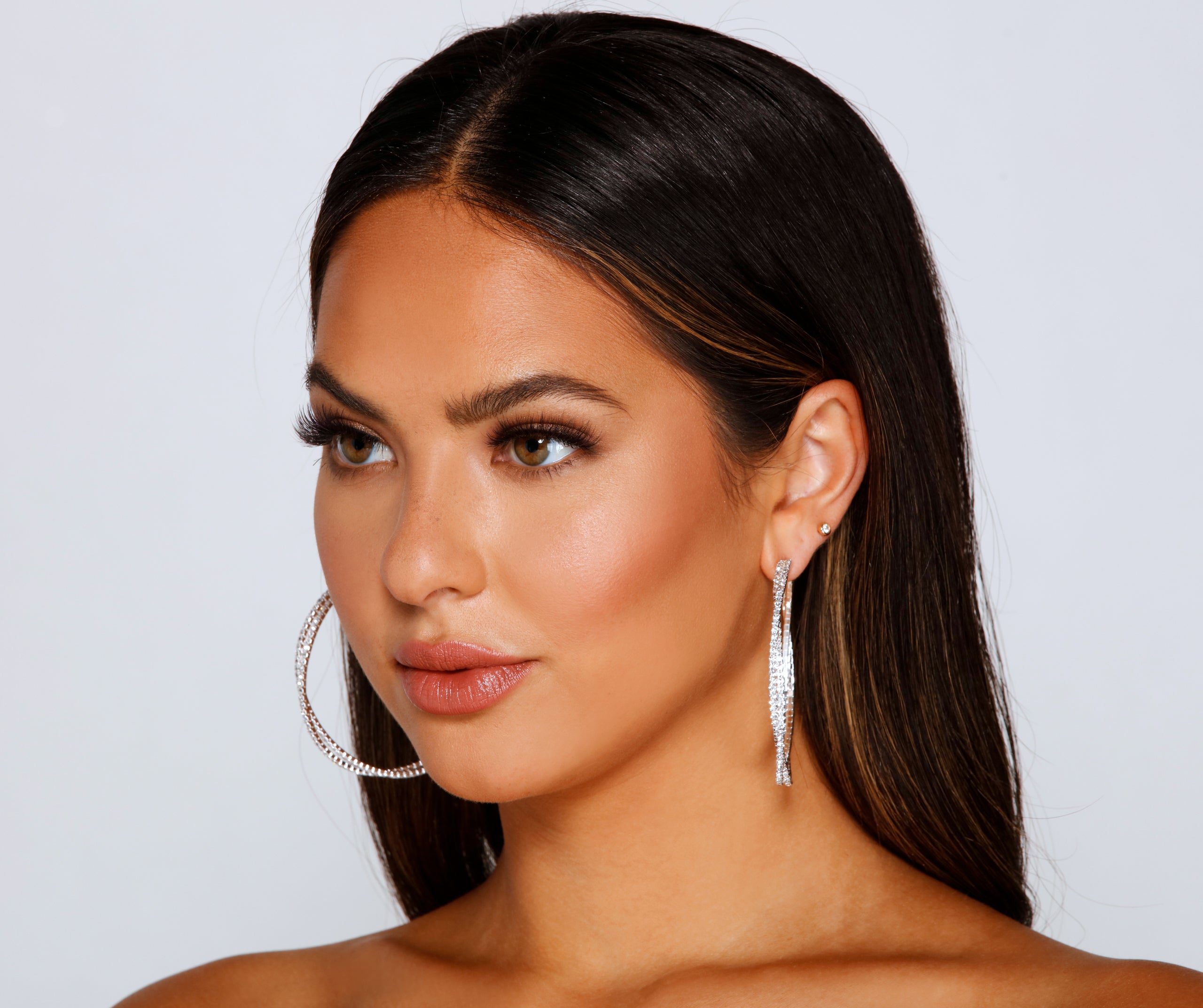 Twist Of Glam Rhinestone Hoops