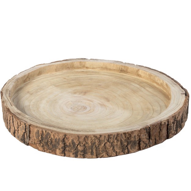 Vintiquewise Wood Tree Bark Indented Display Tray Serving Plate Platter Charger