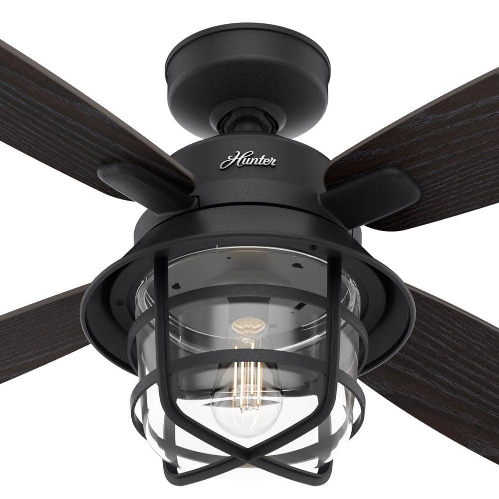 Hunter Port Royale 52 in LED IndoorOutdoor Natural Iron Ceiling Fan with Light and Remote