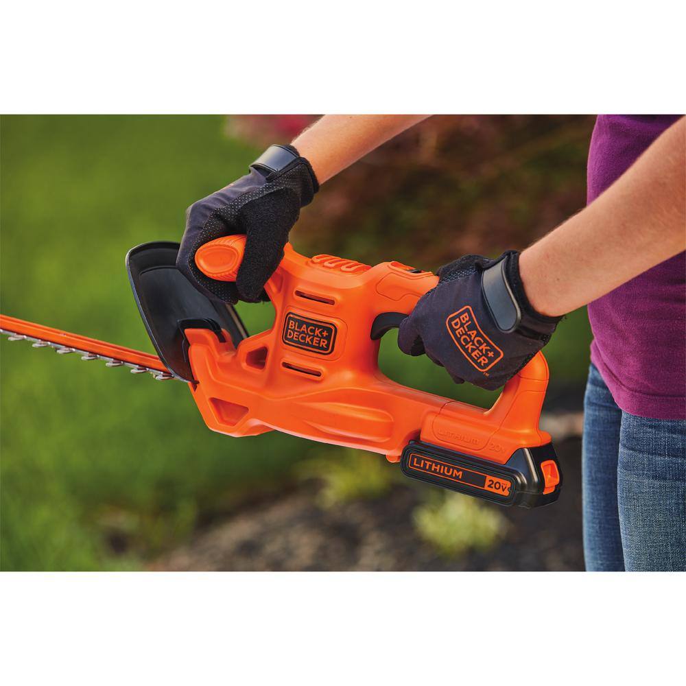 BLACK+DECKER 20V MAX Cordless Battery Powered Hedge Trimmer Kit with (1) 1.5Ah Battery  Charger LHT218C1