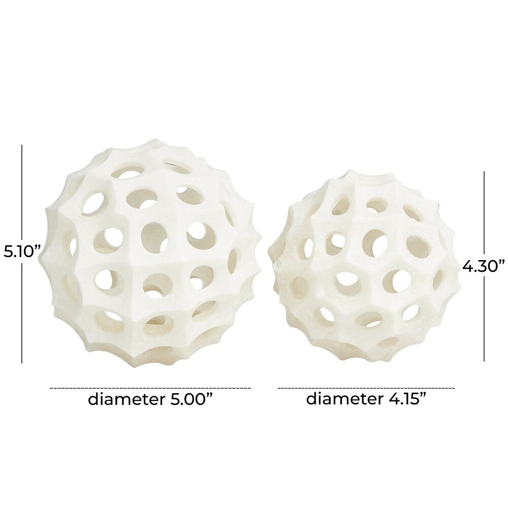 Cream Polystone Orb Abstract Sculpture (Set of 2)