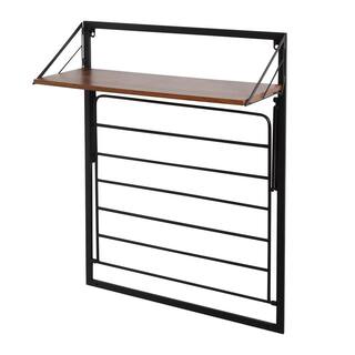 Honey-Can-Do Laundry Room Makeover 24 in. W x 31 in. H Melamine and Steel Wall-Mounted Folding Drying Rack in BlackWalnut DRY-09779