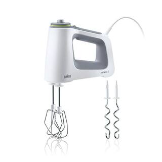 Braun HM5100WH MultiMix 9 Speed White Hand Mixer with Beater Dough Hooks Accessory Bag HM5100WH