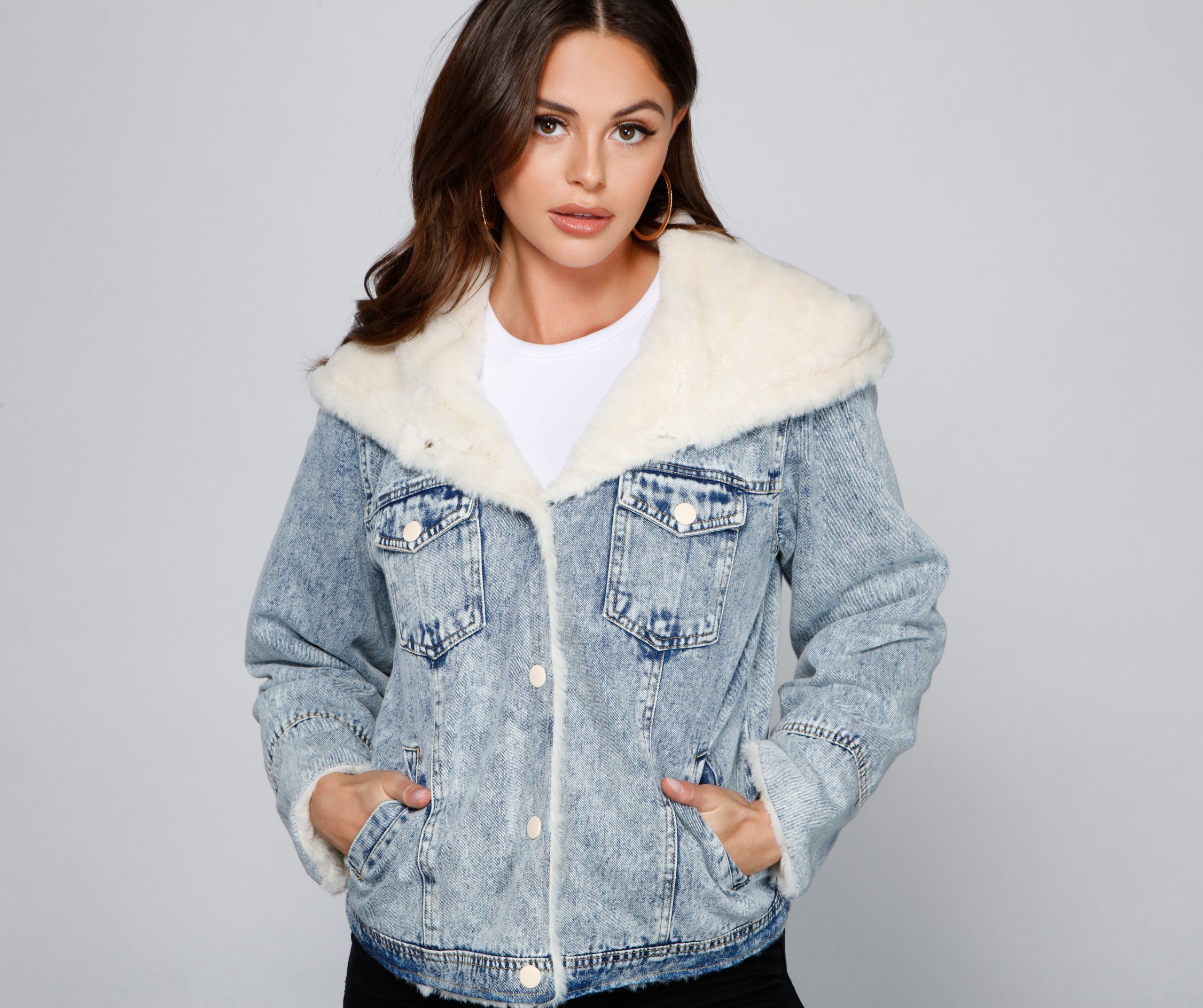 All the Feels Faux Fur Lined Denim Jacket