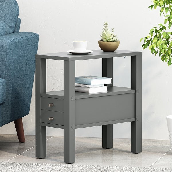 Timber Contemporary Wooden Side Table with Drawer by Christopher Knight Home - 11.75