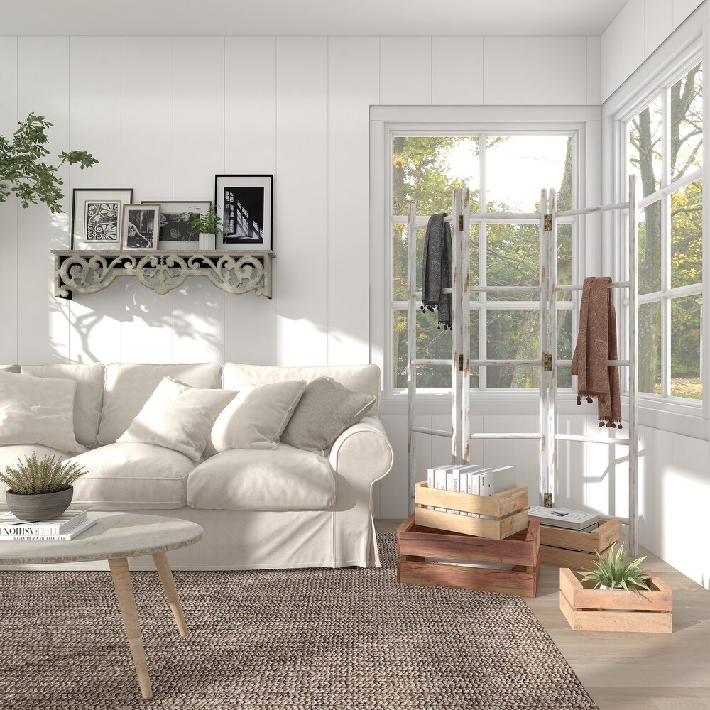 Brown Wood Handmade Storage Basket with Handles (Set of 4)   S/4 13\