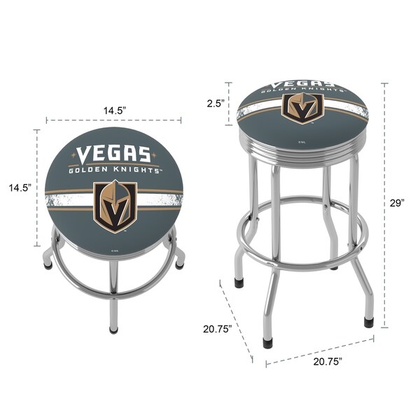 NHL Vegas Golden Knights 360 Degree Swivel Ribbed Barstool with Foam Padded Seat