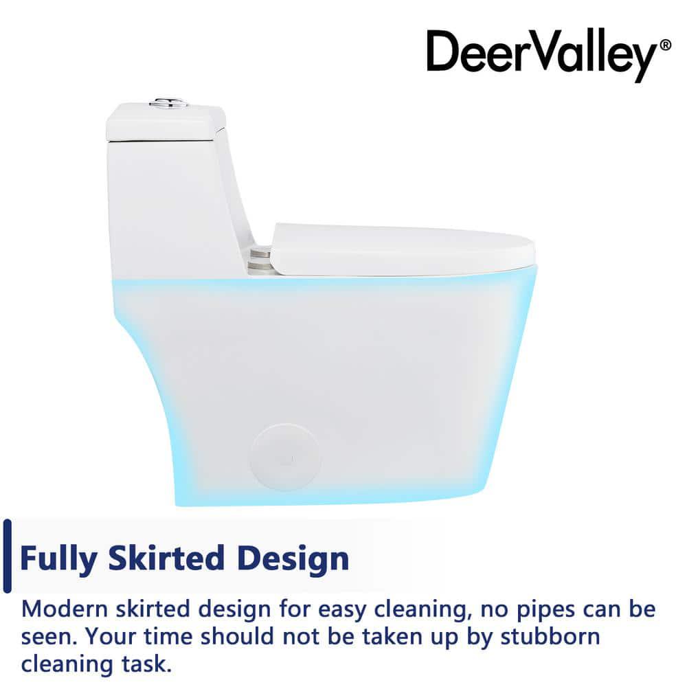 DEERVALLEY Prism 1Piece 08128 GPF Dual Flush Elongated Toilet in White Seat Included