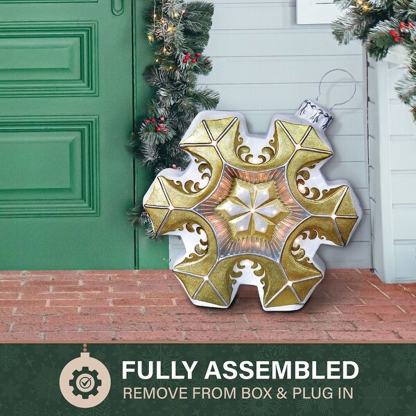 Fraser Hill Farm 36in. Vintage Snowflake Ornament Statue with LED Lights