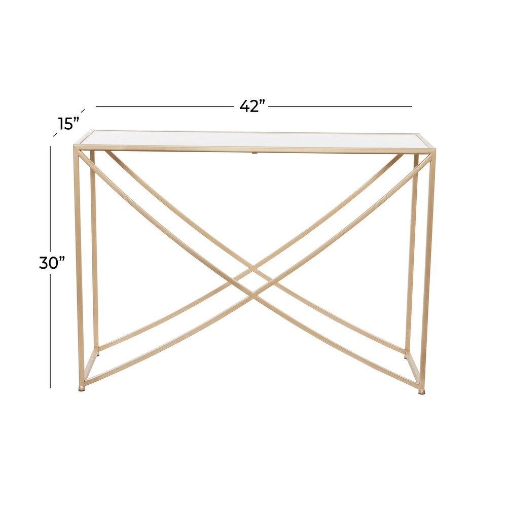 Gold Metal Contemporary Console Table   42 x 15 x 30