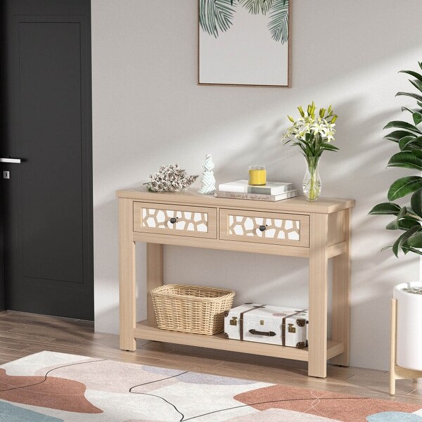 2-Tier Console Table with Drawers and Open Storage Shelf - 46.5