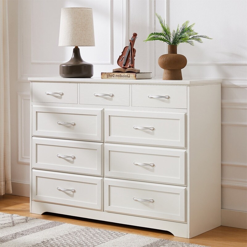 9 Drawer Bedroom Dresser Storage Cabinet with Antique Handles(47.2\