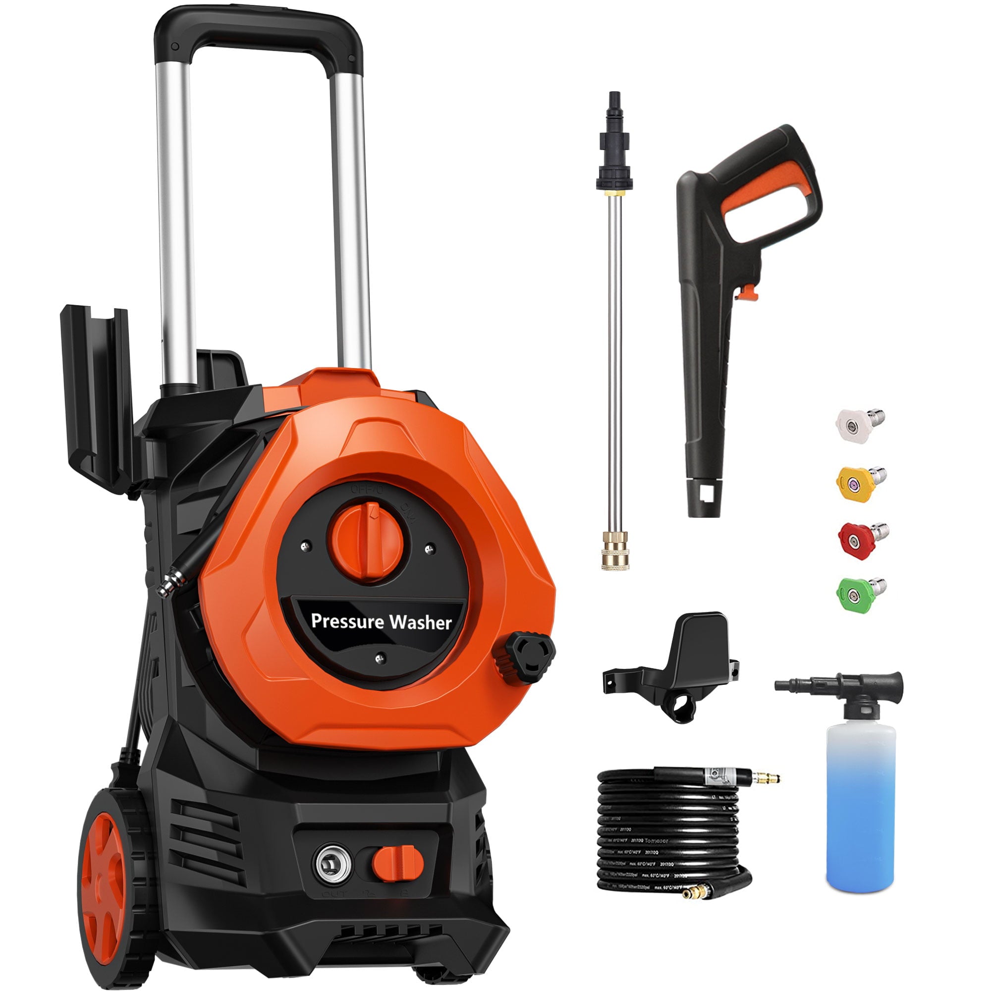 Electric Power Washer 3800PSI Max 2.6 GPM Power Washers Electric Powered,Pressure Washer with 25Ft Hose,Foam Cannon,4 Quick Connect Nozzles for Clean Car/Fences/Patios/Driveways