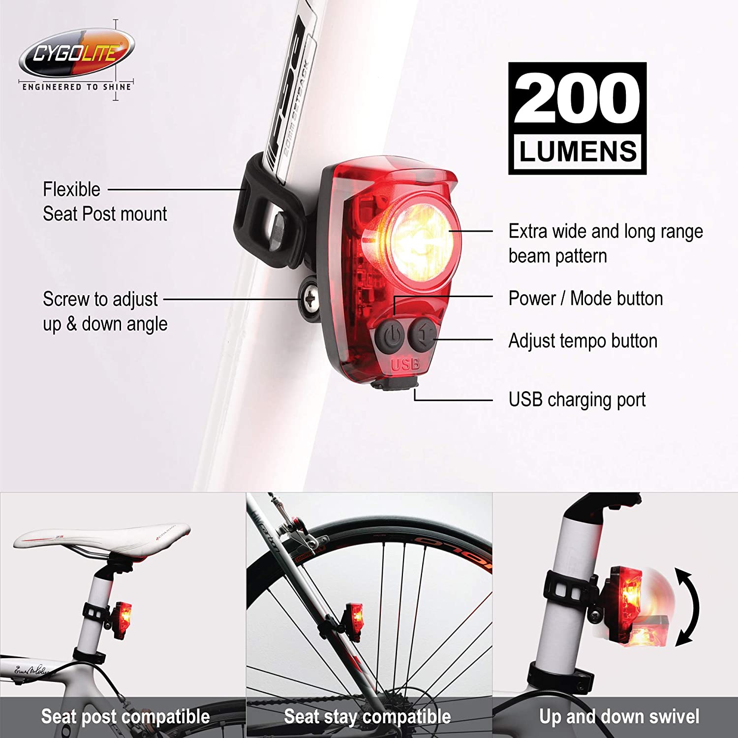 Cygolite Light Cygo Rr Hotshot Pro 200C Usb Bk