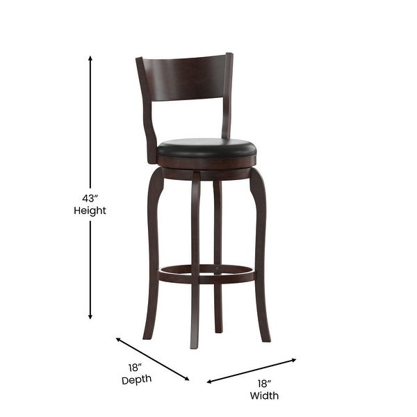 Classic Wooden Bar Stool with Bowed Frame and Upholstered Seat