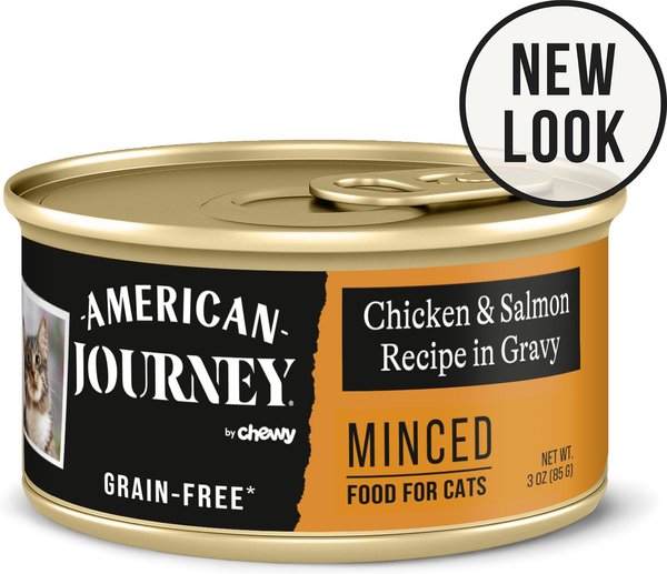 American Journey Minced Chicken and Salmon Recipe in Gravy Grain-Free Canned Cat Food