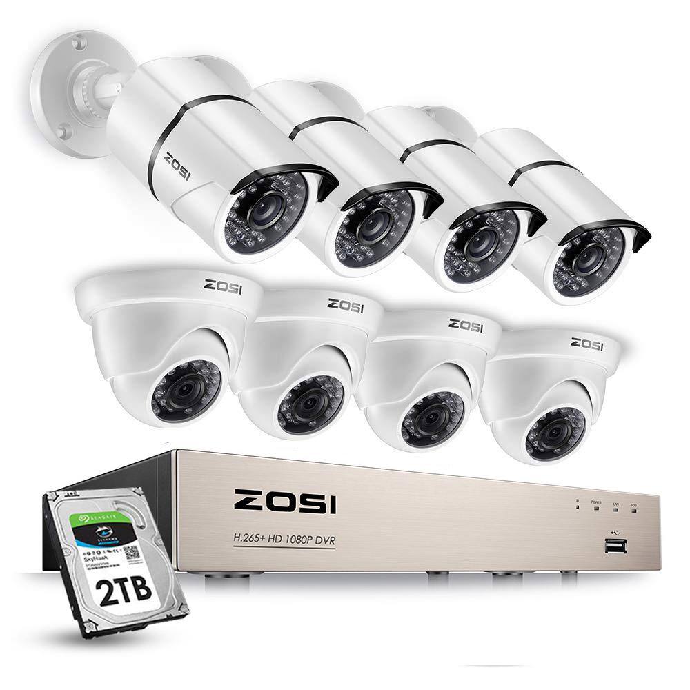 ZOSI 8-Channel 1080p 2TB DVR Security Camera System with 4 Wired Bullet Cameras and 4 Wired Dome Cameras 8VN-261X418W4-20-US-A2