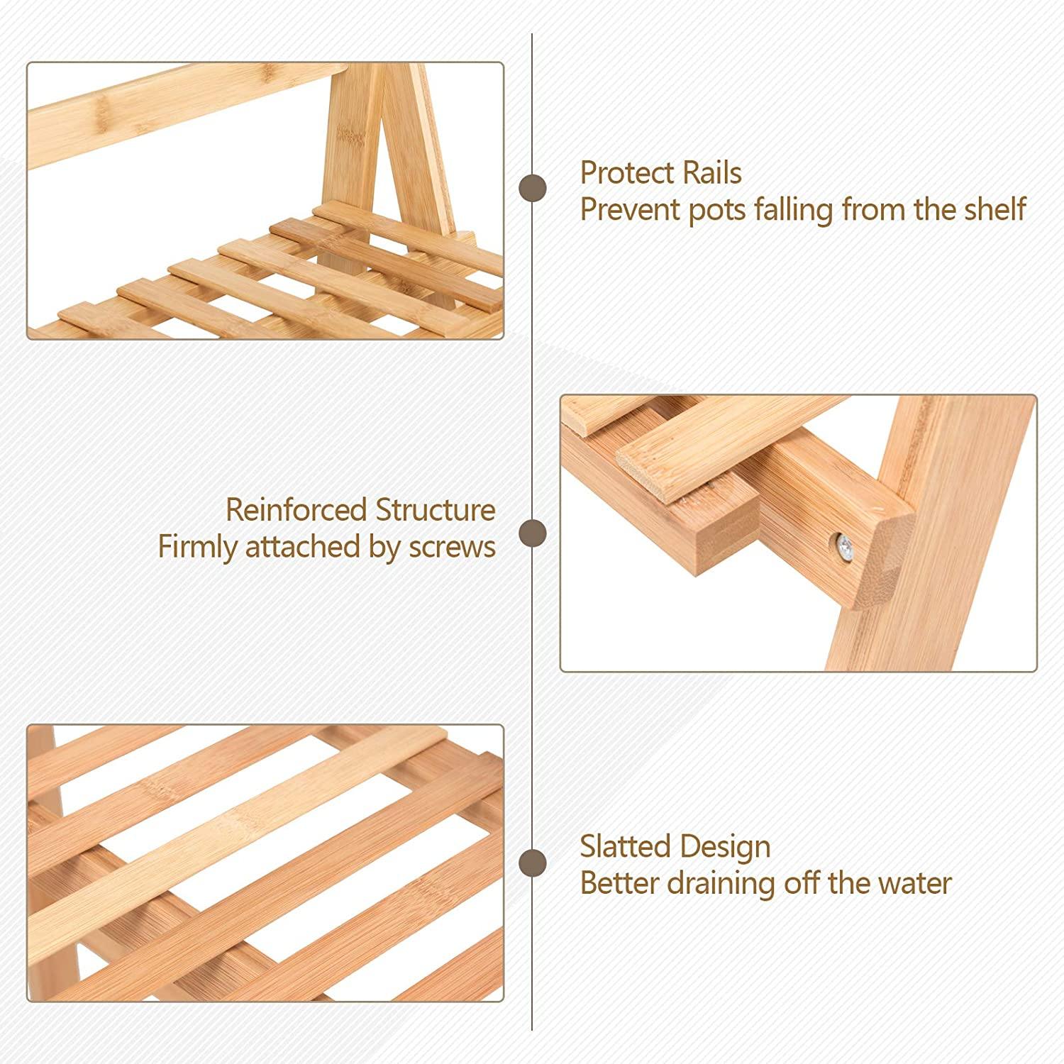 3 Tier Folding Bamboo Plant Stand Organizer Storage Shelving