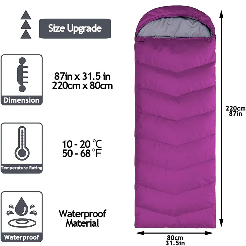 Outdoor Comfortable Waterproof Camping Envelope Sleeping Bag