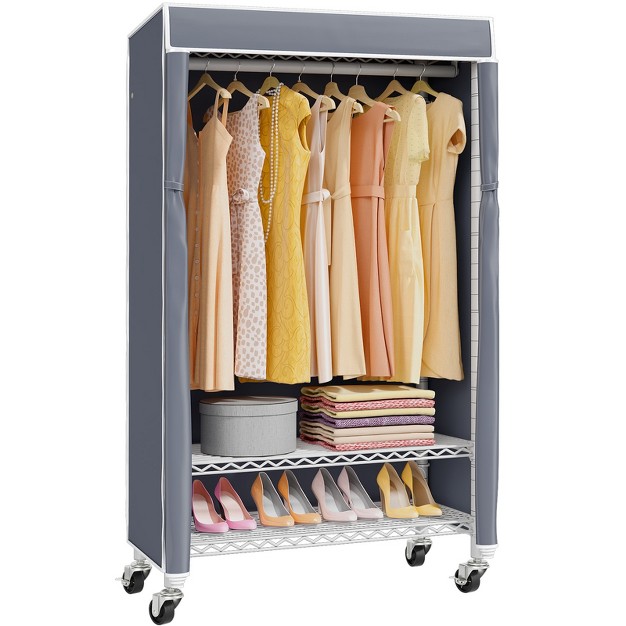 Vipek R1c Plus Rolling Clothes Rack With Cover Portable Closet White Closet Rack With Cover